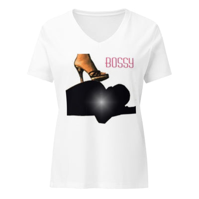 HARDCORE UNIVERSITY BOSSY Women’s relaxed v-neck t-shirt